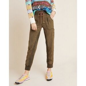 Anthropologie Nomad High Rise Joggers in Moss Green